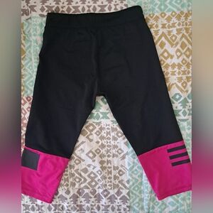 Adidas Black and Pink Athletic Leggings with Compression Features